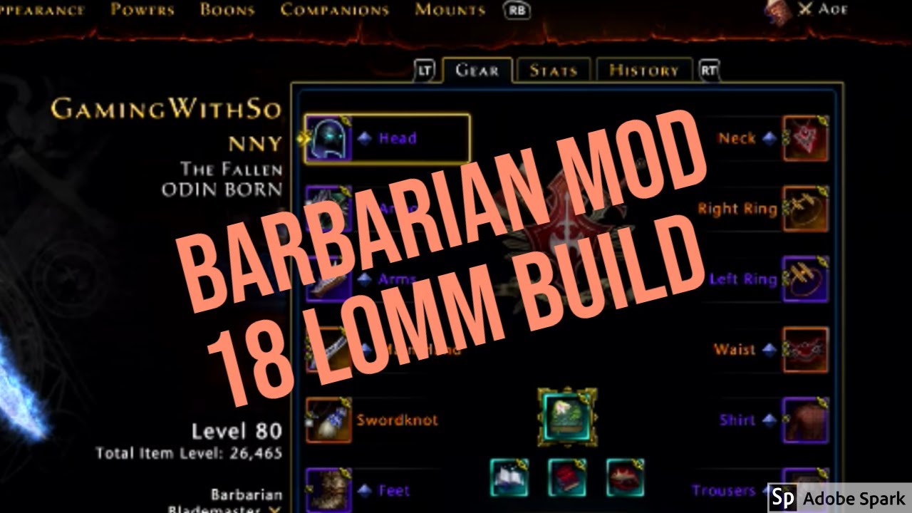 Neverwinter Barbarian Lomm Build (Mod 18)
