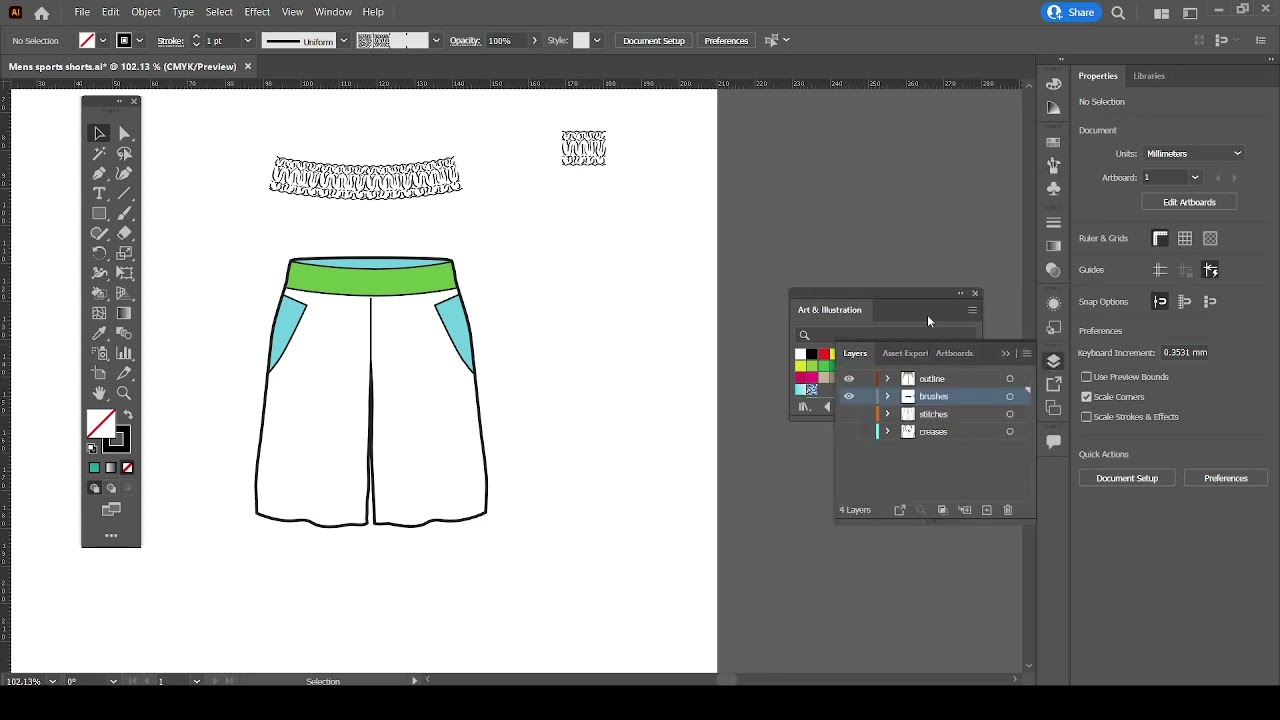 03 How to Create a Men's Shorts Waist Band Look w/ Pattern Brush Adobe ...