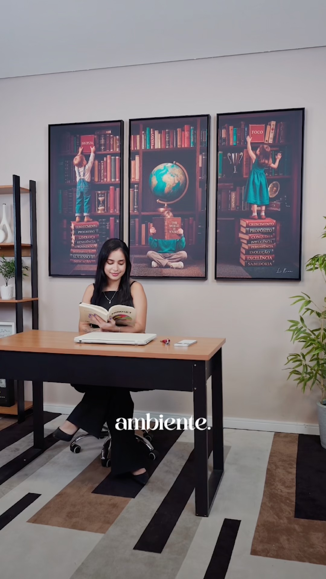 Vídeo de Quadro Fonte do Conhecimento - 3 Peças
