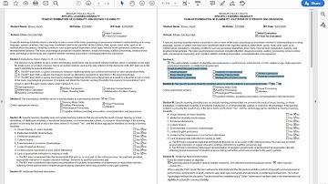 SEIS Specific Learning Disability Pages (Discrepancy, PSW, & Documentation)