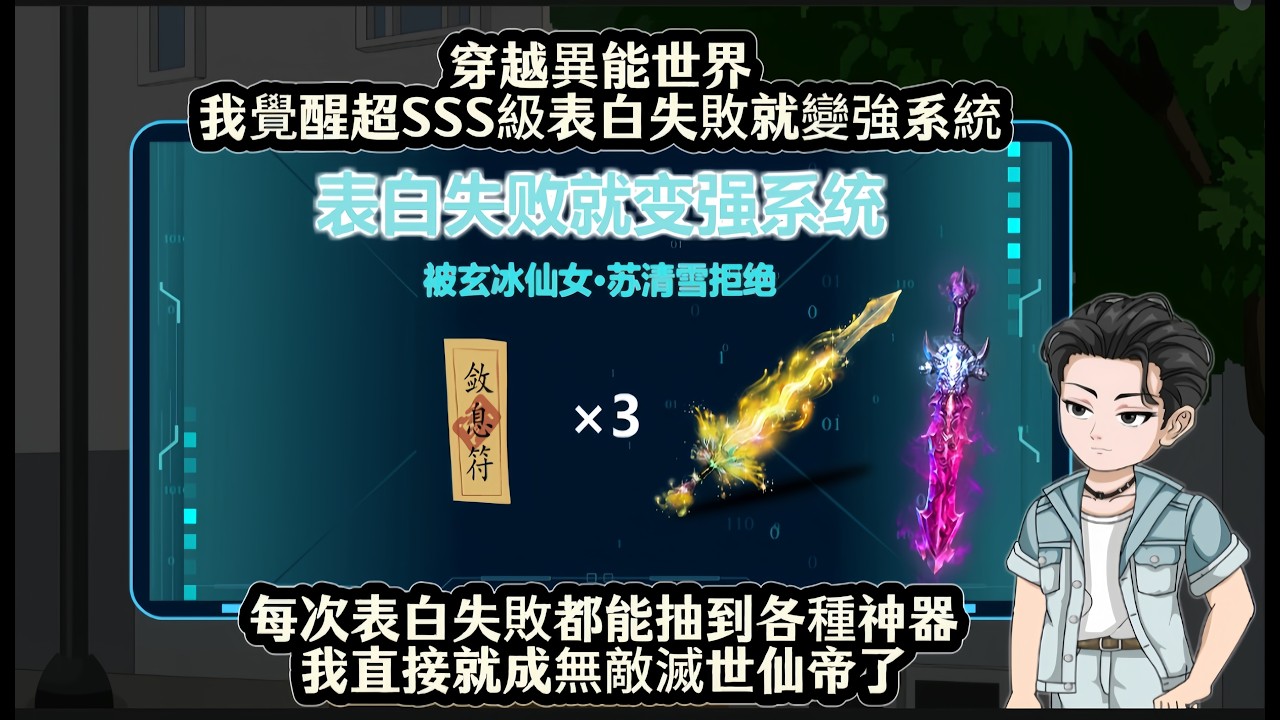 穿越異能世界我覺醒超SSS級表白失敗就變強系統，每次表白失敗都能抽到各種神器我直接就成無敵滅世仙帝了