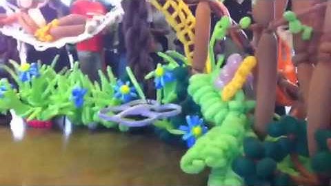 Ardrone with kinect flying in a balloon jungle