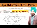 Ellipse by concentric circles method in hindi, ITI ENGINEERING DRAWING