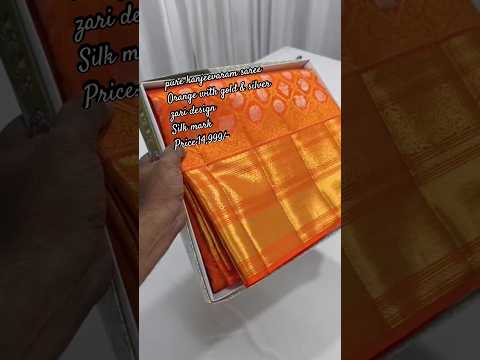 pure kanjeevaram saree Orange with gold & silver zari designSilk mark Price:14,999/-