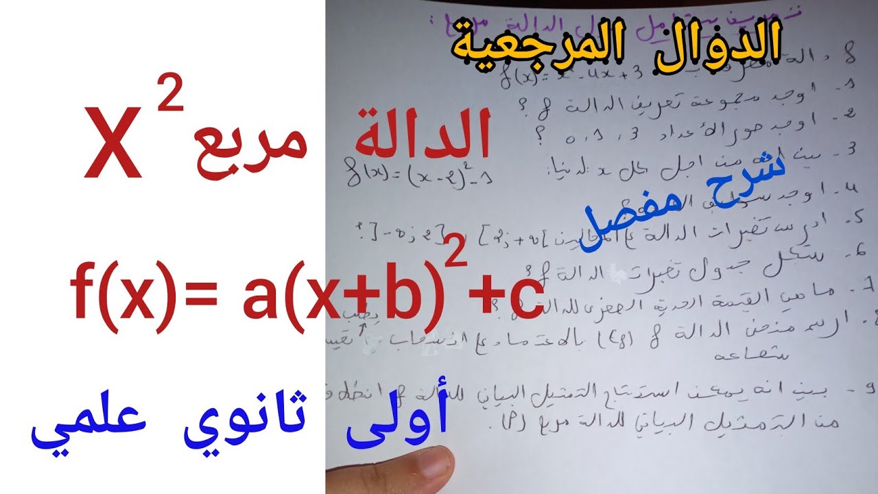 الدوال المرجعية للسنة أولى ثانوي (شرح مفصل للدالة مربع)
