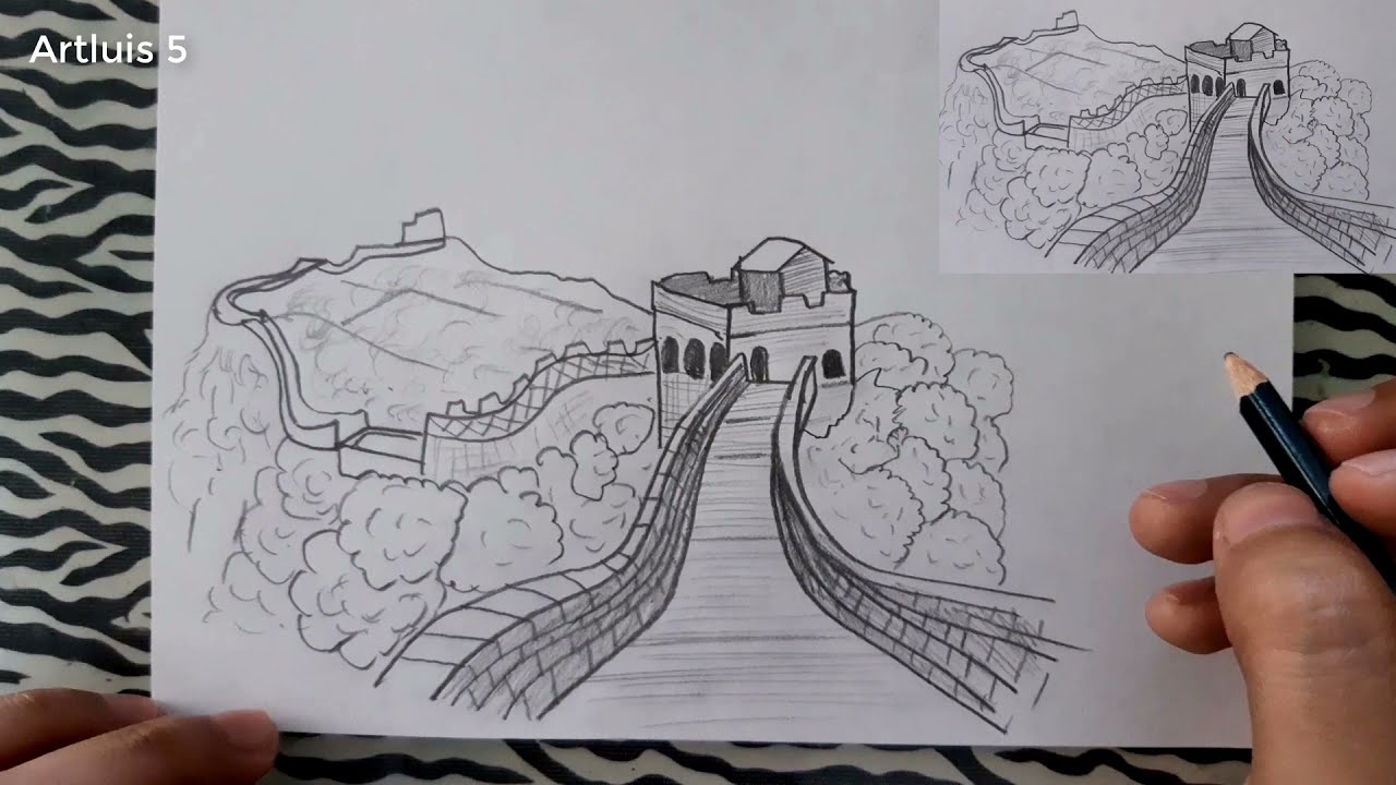 Cómo dibujar la Muralla China | How to draw the Wall of China - YouTube
