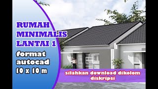 Desain Rumah Minimalis 1 lantai ukuran 10x10 meter, 3 Kamar Tidur 2 Kamar Mandi