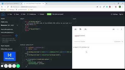 Live Code Preview Froala Editor V3 JSFiddle