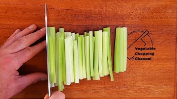 How to Slice CELERY DIAGONALLY Like a Ninja | $vegchop | Vegetable Chopping Channel | ASMR