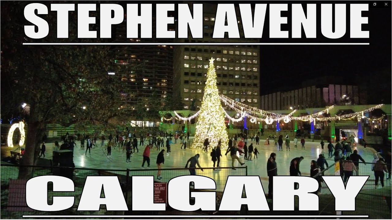 Calgary Alberta Canada | DOWNTOWN Night walk | 4th Street Stephen Avenue to Olympic Plaza