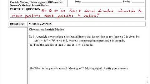 Sim CALC Apps of Differentiation: Particle Motion (Video 1-Velocity and Direction)