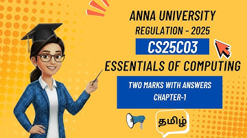 Two marks with answers Chapter-1in essentials of computing tamil||CS25C03||Anna University reg-2025.