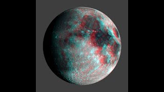 1080 x 1080 Anaglyph 3d cgi spin of the Moon.