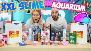XXL AQUARIUM SCHLEIM CHALLENGE! Kaans OZEAN vs Nina SONNENSCHEIN Slime Welcher DIY Slime ist besser?