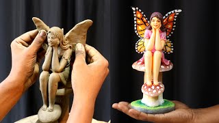 Making a Butterfly Angel with clay and coloring step by step | clay art