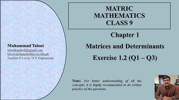 Exercise 1.2 (Q1 - Q3) Class 9 Mathematics Chapter 1 | Matrices and Determinants
