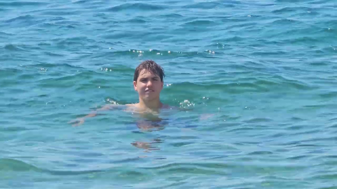 8K happy swimming in Adriatic sea in Rovinj, Croatia 8th of August 2025