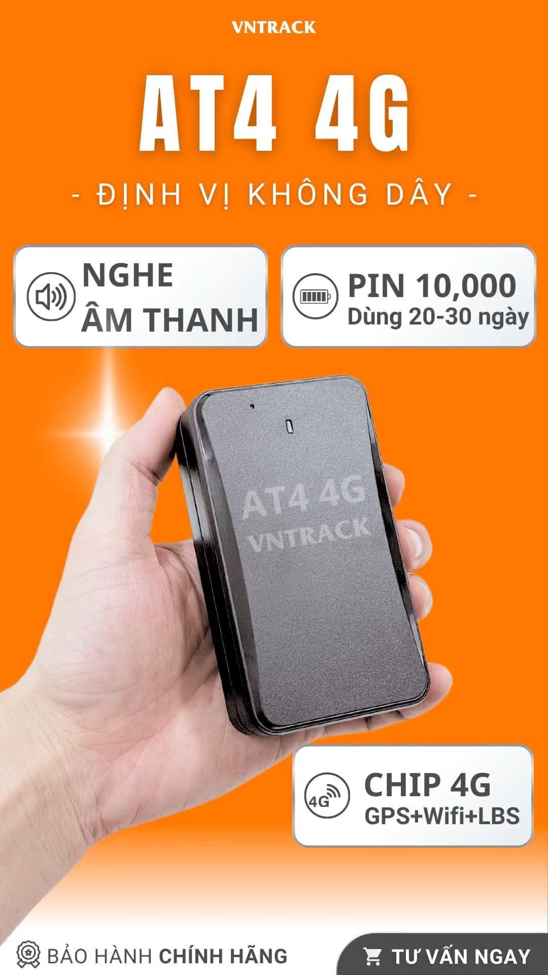 Ảnh bìa video định vị không dây AT4 4G pin 10000mAh