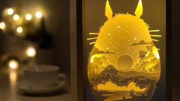 3D PAPER CUT LIGHT BOX TEMPLATE TOTORO AND SHADOW BOX DIY