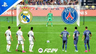 FC 24 | Real Madrid vs PSG | Ronaldo Messi Neymar Mbappe | UCL FINAL | Penalty Shootout - PS5