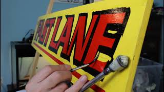 The making of a hand painted, retro auto sign - The art of SIGN PAINTING (Signwriting) | Lettering