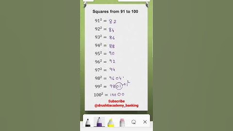 91 to 100 Squares Shortcut Trick || Trick for Squares #ytshorts #shorts #squares