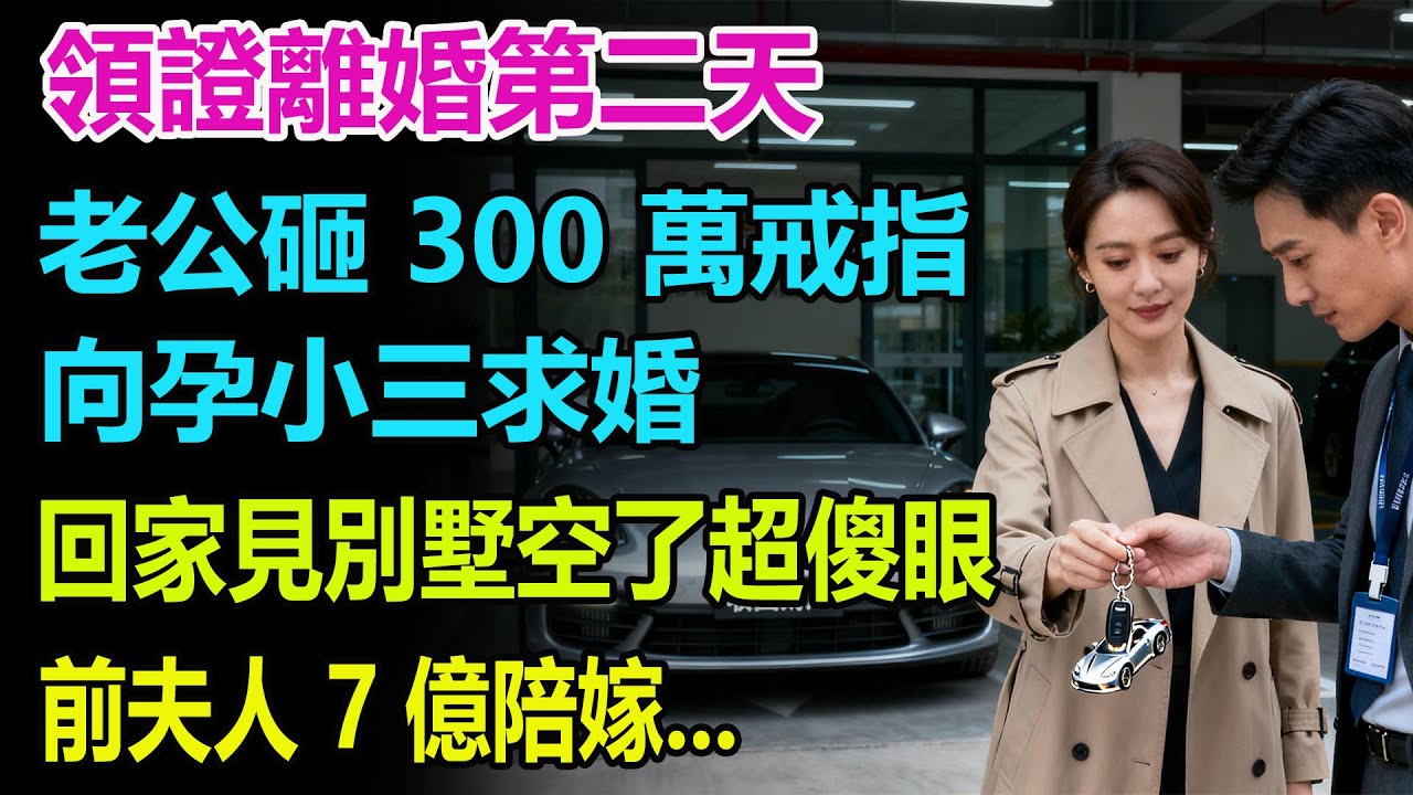 領證離婚第二天，老公砸 300 萬戒指，向孕小三求婚，回家見別墅空了超傻眼，前夫人 7 億陪嫁…#婆媳故事 #故事 #故事分享