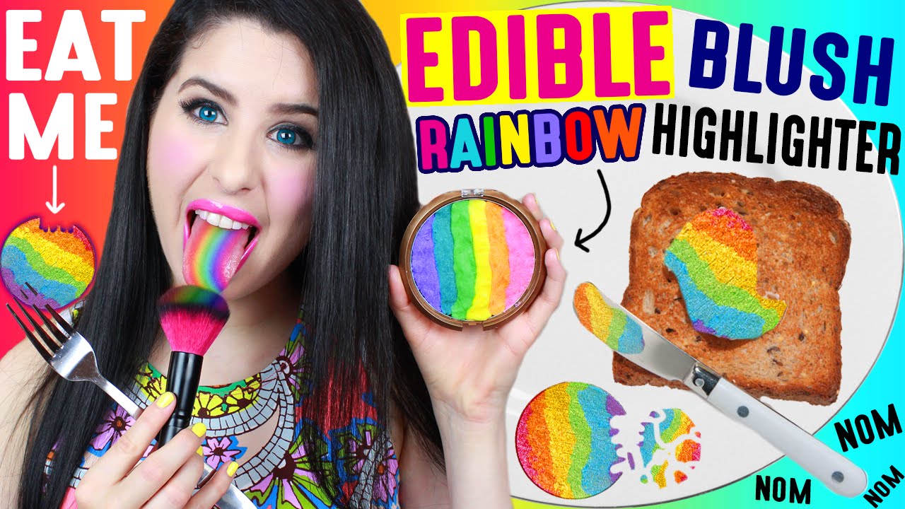 DIY EDIBLE Rainbow Highlighter Blush EAT Makeup How To Make