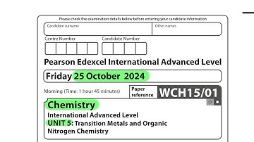A level | Chemistry | Unit 5 | October 2024 | Pearson Edexcel
