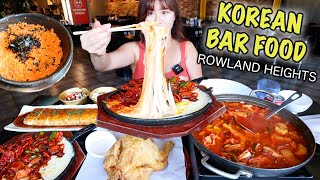 Cheesy Spicy Pork, WHOLE Fried Chicken, Stuffed Omelette, Kimchi Stew | KOREAN BAR FOOD MUKBANG 먹방