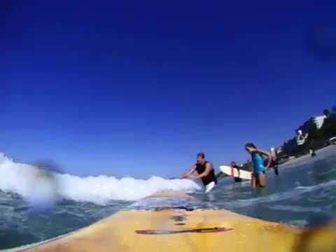 Alena Tandem Surfing with Mark at San Clemente Pie...