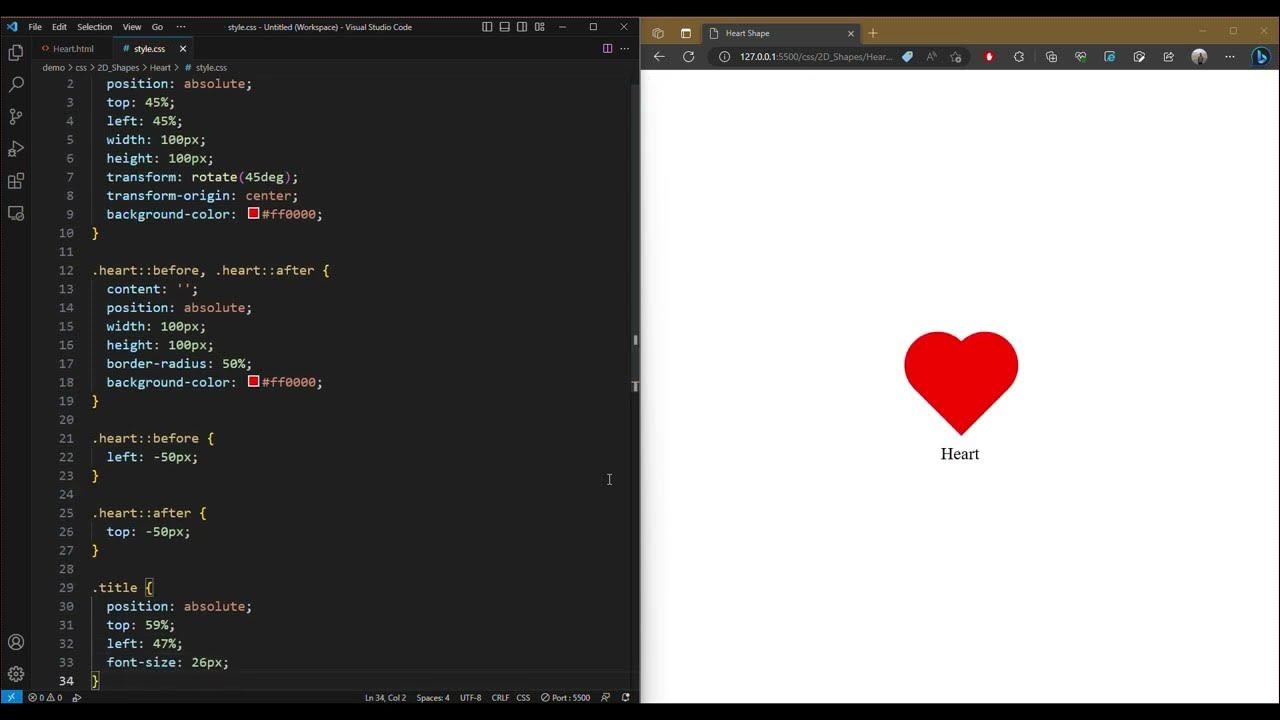 CSS Tutorial: Heart Shape #html #css #tutorial #shape #heart - YouTube