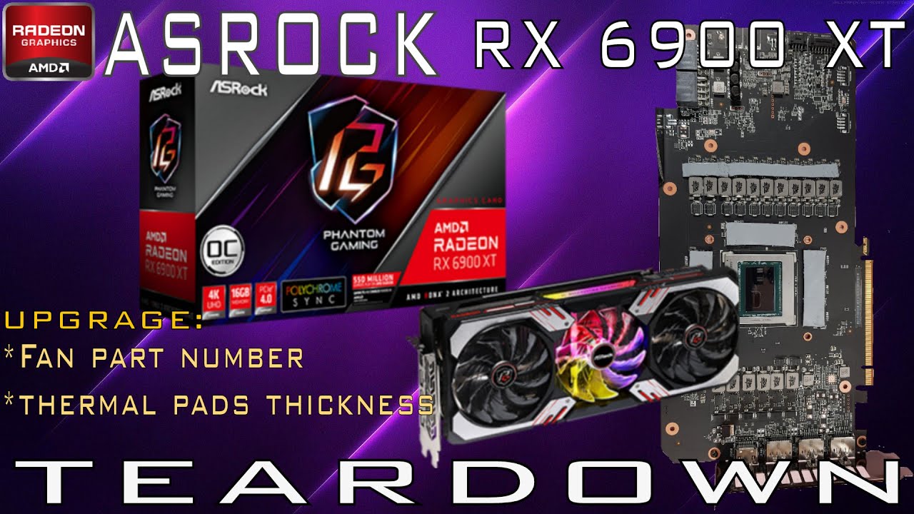 ASRock AMD Radeon RX 6800, 6800 XT, 6900 XT Phantom Gaming D 16G OC GPU Fan