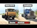 Spintires Mudrunner Freightliner vs Kamaz 65115  American vs Russian hauler