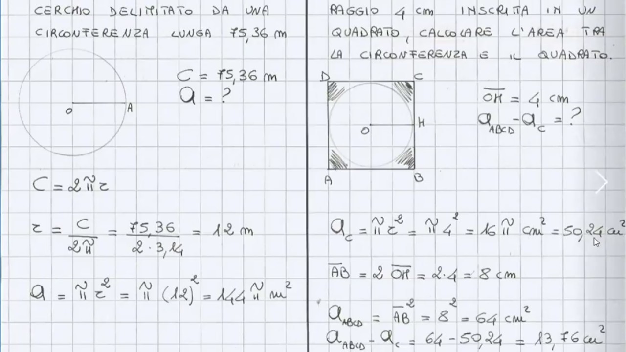 Come Svolgere Problemi Relativi Allarea Del Cerchio