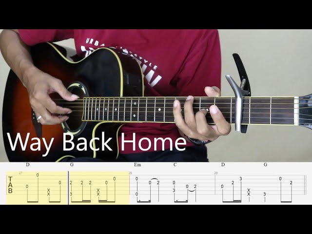 Way Back Home - SHAUN - Fingerstyle Guitar Tutorial TAB. class=