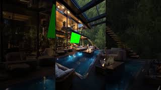 Tv Screen Inside Living Room Swimming Pool - Green Screen