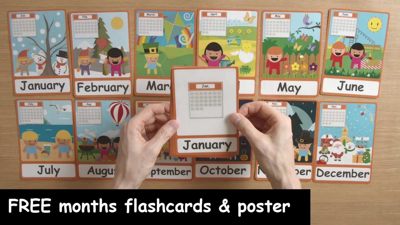 free months of the year flashcards perfect for kindergarten