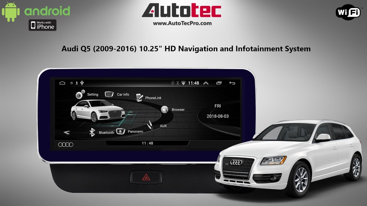 Android Autoradio Bluetooth pour Audi Q5 2009-2017 8 Core Autoradio 2 DIN  Navigation GPS Multimédia