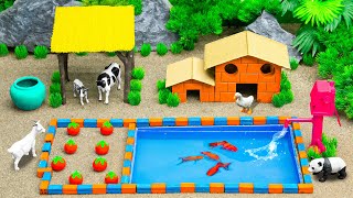 🌻 DIY Build Diorama Miniature Rural Farm Model - Cowshed - Swimming Pool Let's bathe the animals