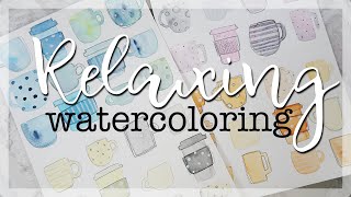 RELAXING WATERCOLORING ✨ Pintando con acuarelas tazas y vasos