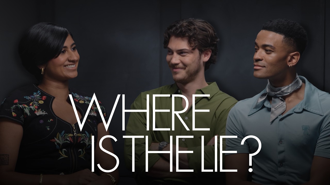 YouTube thumbnail for “Owen Thiele, Jack Innanen & Amita Rao Take Turns in the Hot Seat | Where Is the Lie? | ELLE” by ELLE