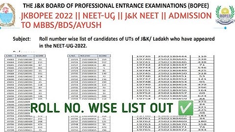 JKBOPEE RELEASES NEET-UG MERIT LIST 😍 CUTOFF??? CHECK OUT NOW ✅