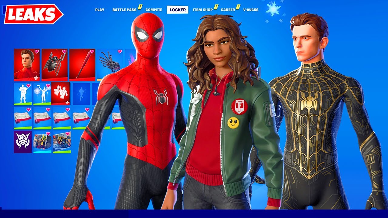 Fortnite Tom Holland Spider-Man (No Way Home) and MJ Skins & EMOTE coming for Winterfest シ