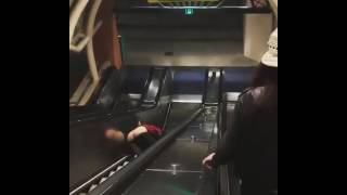 Damn! Drunk &amp; High Guy Tumbles down Escalator