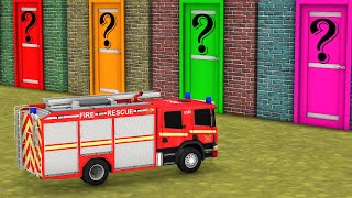 Choose The Right Mystery Wall With JCB Tractor Car Fire Truck Bus Escape Room Challenge vehicle Game