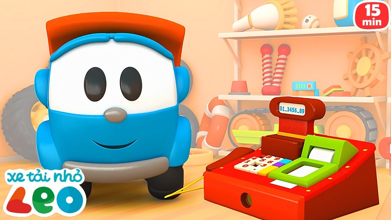 Phim hoạt hình với Xe tải nhỏ Leo. Cùng lắp ráp máy tính tiền, máy nướng bánh mì và lò nướng