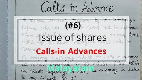 (#6) Company accounts || Calls-in Advances || in Malayalam.