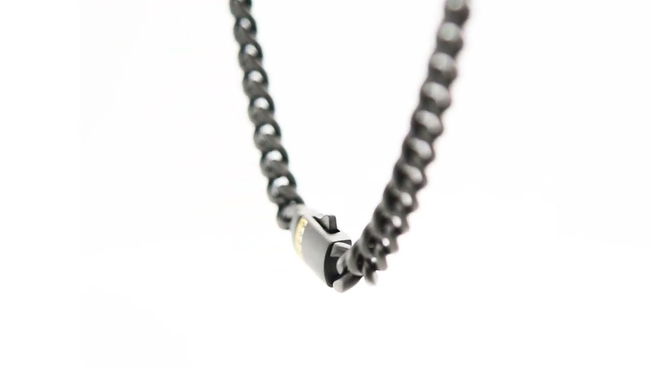 6mm Black IP Steel Matte Finish Miami Cuban Chain Necklace w Van