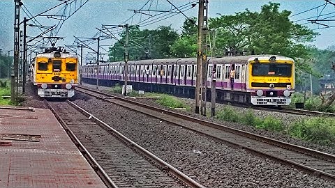 Parallel EMU Train Crossing on Curve | Crowded Barddhaman-Howrah Chord Line EMU Local Train Crossing